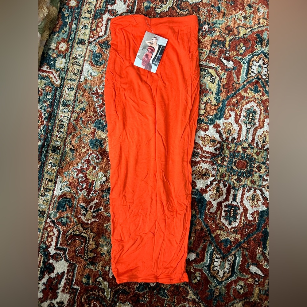 Naked Wardrobe Orange Pencil Skirt Brand New Size Small